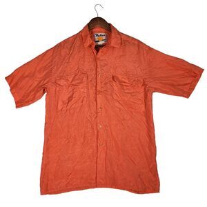 Protest Shirt Mens Small Peach 100% Silk Disco Casual Button Lightweight Vintage